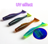 Leurre de pêche artificiel en TPR souple multicolore 6,7 cm 2,25 g, type Shad à queue en T, action flottante, pour usage en lac, longue tenue