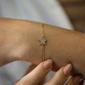Pulsera de Oro Amarillo con Diamantes Cultivados en Laboratorio en Forma de Estrella - Product Image 4