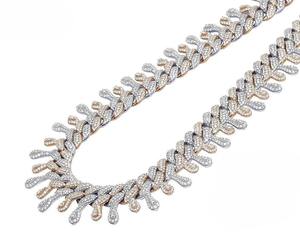 <b>Iced</b> <b>Out</b> Prong Link <b>Chain</b> Necklace Two Tone Hip Hop <b>Chain</b> Diamond Statement Necklace Luxury Rapper Jewelry Cuban Style <b>Chain</b> - Product Image 1