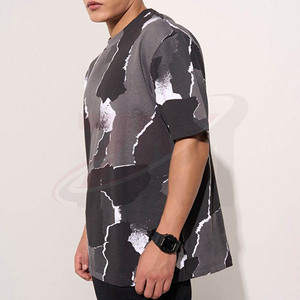 Camiseta Oversize de Streetwear para Hombre, Estampado Abstracto, Cuello Redondo de Algodón, Informal, Verano, Diseño Gráfico, Logotipo Personalizado - Product Image 2
