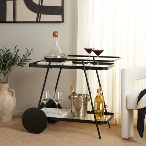 Premium Handmade Eco-Friendly Metal Hotel <b>Trolley</b> Modern Rectangle Serving Cart <b>Four</b> <b>Wheels</b> for Restaurant Banquet Party - Product Image 5