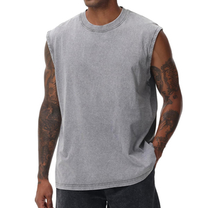 Polyester/Cotton Men's Eco-Friendly Breathable Quick Dry Vintage Style Fitness Tank Top Casual Sleeveless Gym Shirt - Product Image 3