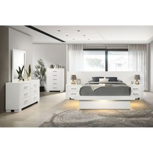 Letto matrimoniale imbottito Tokyo Snow White Wood Queen con pannello LED - Product Image 5