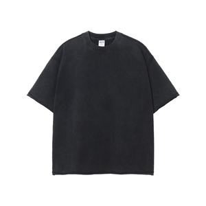 Camiseta Streetwear 100% Algodón de Alta Calidad con Hombros Caídos, Estilo Pesado, con Logo Personalizado, Efecto Desgastado y Lavado Ácido para Hombre - Product Image 2