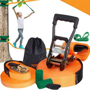 Set completo di Kit Slackline per allenamento facile da 60 piedi per bambini adulti include protezioni per alberi Trainer per il braccio con agilità di velocità - Product Image 1