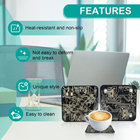 Sous-verres en forme de circuit imprimé pour boissons, design PCB, sous-verres en or noir imprimé, sous-verres amusants pour boissons