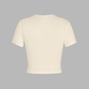 T-shirt court pour femme, manches courtes, col rond, couleur unie, coupe slim décontractée, 100% coton tricoté, toutes saisons - Product Image 4