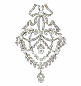 Colgante de Moissanita Estilo Victoriano con Lazo y Hoja, Engaste de Puntas, Joyería de Boda para Mujer, Estilo Antiguo Art Déco Vintage - Product Image 2