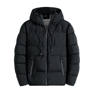 Chaqueta Acolchada con Capucha para Hombre, Negra, de Poliéster, con Cierre de Cremallera, Resistente al Viento, Informal, para Invierno, Corte Regular - Product Image 1