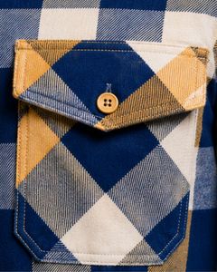 Navy Beige Plaid Men Flannel Shirt Long Sleeve Button <b>Down</b> Checkered Cotton Casual Shirt With Chest Pockets Streetwear Overshirt - Product Image 5