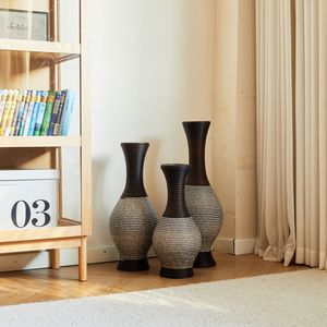 Vaso Classico Marrone da Tavolo e da Terra con Supporto Alto Indipendente per Fiori, Vaso Decorativo per Piante Artificiali PV - Product Image 5