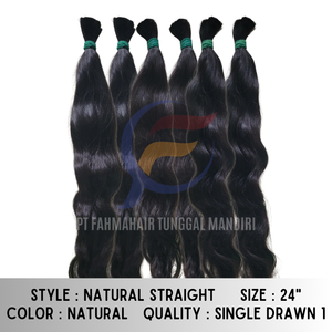 Extensions de cheveux Remy vierges indonésiens naturels non traités, cuticule en vrac alignée sans produits chimiques ajoutés, nouvelles extensions de cheveux humains - Product Image 2