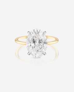 Anillos de Compromiso con Diamantes Cultivados en Laboratorio de Corte Ovalado, Oro Sólido de 14K y 18K, Halo con Engaste de Puntas, Anillos Solitarios de Lujo para Propuesta de Matrimonio y Aniversario - Product Image 1