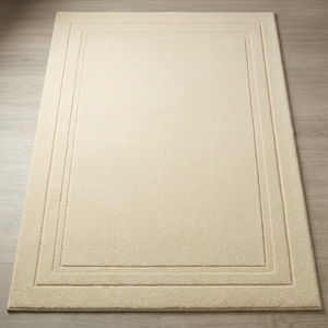 Alfombra de área rectangular de color marfil sólido, con mechones, de lana y acrílico, estilo escandinavo, con base antideslizante para sala de estar - Product Image 5