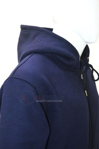 เสื้อฮู้ดดี้ผู้ชายสีน้ำเงินกรมท่า ผ้าฝ้าย 100% 350 GSM ซิปยาวเต็มตัว มีกระเป๋าหน้า พร้อมตัวเลือกสกรีนโลโก้ ทรงปกติ - Product Image 4
