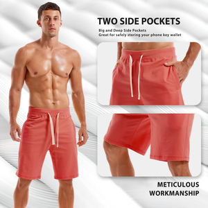 Nouveaux shorts pour hommes tendance, style streetwear, en tissu molletonné épais, couleur unie, poches latérales, imprimé personnalisé, écologiques, séchage rapide - Product Image 3