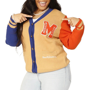 Cardigan en tricot 100 % coton anti-plis personnalisé, boutonné, haute qualité, pour l'automne-hiver, 12GG 300g, collection HBCU College - Product Image 1