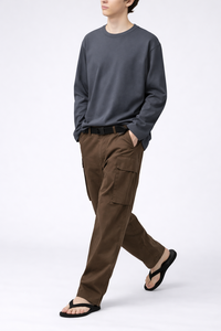 T-shirt à manches longues pour homme, col rond, 100% coton, uni, décontracté, coupe ample, tricoté, respirant, logo personnalisé OEM - Product Image 2