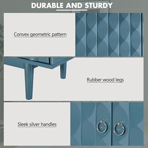 Credenza Moderna a 4 Ante con Motivo Convesso e 2 Maniglie Argentate per Soggiorno, Sala da Pranzo o Cucina - Product Image 6