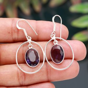 Boucles d'oreilles en améthyste, argent sterling 925, pierre précieuse naturelle, bijoux faits à la main pour femmes, vente en gros - Product Image 4