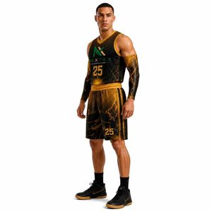 Conjunto de Uniforme de Baloncesto Personalizado para Hombre, Diseño de Panal de Abeja, Sublimado, Malla Transpirable, Pantalones Cortos, Camiseta de Manga Corta, Equipo Deportivo, Venta al Por Mayor OEM - Product Image 2