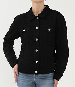 Chaqueta vaquera de invierno negra con botones OEM personalizados al por mayor, bolsillos en el pecho, transpirable, ajuste delgado, para exteriores - Product Image 2