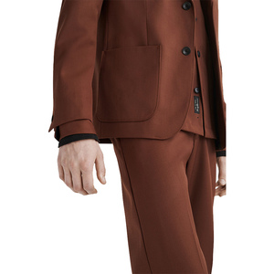 Veste de costume trench formelle coupe slim longue en coton 100% à carreaux croisés pour homme, automne-hiver, coupe-vent - Product Image 5