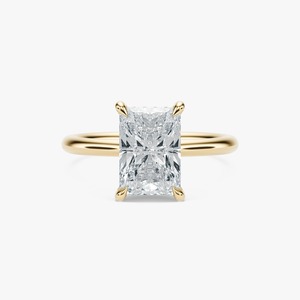 Anillo de Compromiso Solitario de Diamante Cultivado en Laboratorio, Corte Radiante, 3.5 Quilates, Oro Amarillo de 14K, Venta al Por Mayor - Product Image 1