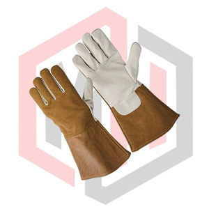 Guantes de Soldadura MIG TIG de Piel de Oveja de Primera Calidad, Color Blanco y Marrón, Palma de Cuero Vacuno, Puño Trasero de Cuero, Resistentes al Calor - Product Image 4