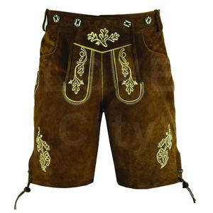 Pantalones Cortos Alemanes de Cuero Auténtico para Hombre, Traje Bávaro Tradicional, Bordado Clásico, Detalles Rústicos, Transpirables y Ecológicos - Product Image 3