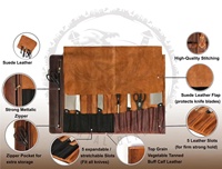 Ensemble de couteaux en cuir véritable, sac en rouleau, couteaux de Chef en cuir véritable, sac et étuis