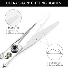 Ciseaux de coiffure pour barbier 6 pouces, ciseaux à effiler à bord rasoir en acier inoxydable 9CR13, manche long pour usage professionnel et domestique - Product Image 4