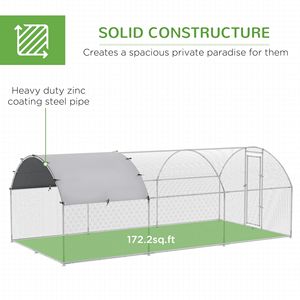 Pollaio Grande in Metallo 20FT X 10FT con Recinto e Tettoia, Gabbia Esterna per Polli con Accesso Facilitato, Colore Argento - Product Image 6