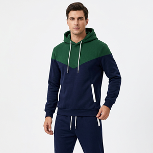 Ensemble sweat à capuche et pantalon color block pour homme, manches longues, cordon de serrage, survêtement décontracté, vêtement d'automne, matière respirante en polyester et coton - Product Image 4