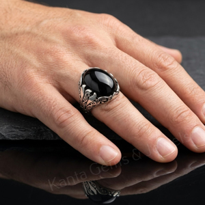 Anillo de Plata de Ley 925 con Ónix Negro Ovalado de 12x16mm para Hombre, Estilo Vintage con Engaste de Bisel, para Uso Diario - Product Image 4