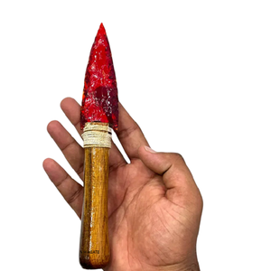 Cuchillo de punta de flecha de obsidiana roja de 8 pulgadas, tallado a mano y grabado, de primera calidad, con mango de piedra preciosa, arte coleccionable, athame ritual, en venta. - Product Image 6