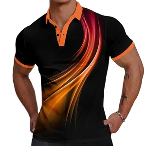 Nouveau polo imprimé en 3D 100% coton pour hommes hauts décontractés à manches courtes t-shirts surdimensionnés colorés - Product Image 1