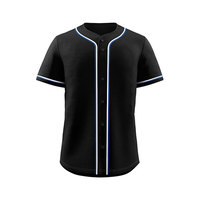 Maillot de baseball noir personnalisé unisexe à manches courtes, uniforme en maille respirante sublimée pour adultes, toutes saisons, fermeture à boutons