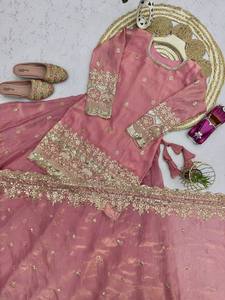 ชุดแต่งกายปาร์ตี้ lehenga choli ดีไซน์เนอร์ใหม่สำหรับงานแต่งงานแบบแห้งเร็วเย็บติดแน่นสองโทนสี - Product Image 6