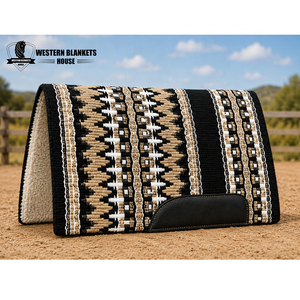 Western <b>Blankets</b> House Classic Western Saddle Pad New Zealand Wool Shell Fleece Lining Polyester Filling Comfortable Horse - Product Image 3