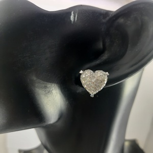 1.30 Cttw White Diamond Heart Stud <b>Earrings</b> 925 Sterling <b>Silver</b>, Round Cut Natural Diamond <b>Earrings</b> for Women, Push <b>Back</b> - Product Image 5