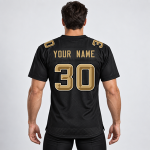 Men's <b>White</b> Black V-Neck American <b>Football</b> Jersey Number Sublimated Moisture Wicking Mesh Athletic Fit Short Sleeve - Product Image 3