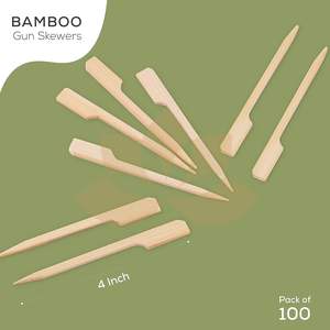 Brochette de barbecue à palette biodégradable brochette de pistolet en bambou jetable hamburger bâtons de bambou 4'5'6 pouces - Product Image 4