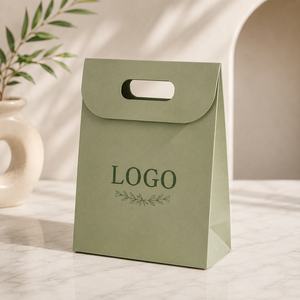 Sac en papier vert EcoRev avec poignée en ruban, sac plat standard écologique pour les achats professionnels - Product Image 6