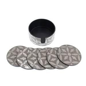 Luxury Mother of Pearl <b>Coaster</b> <b>Set</b> Square MOP Inlay Drink <b>Coasters</b> Wholesale Customizable Home Decor Gifts <b>With</b> <b>Holder</b> On Sale - Product Image 2
