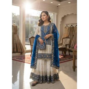 Realza la Belleza de tu Armario con este Conjunto de Salwar Kameez Tradicional para Bodas, Recién Lanzado, en Faux Georgette de Secado Rápido - Product Image 1