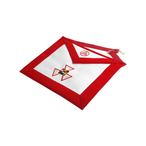 Delantal Tradicional de Sacerdote Superior del Capítulo del Arco Real, con Borde de Terciopelo Blanco y Rojo, Bordado Personalizado, Base de Cuero PU, Ecológico - Product Image 2