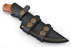 Sizzco fait à la main en acier damas lame forgée fixe Camping Skinner couteau beau manche en bois de frêne personnalisable OEM cadeau pour lui - Product Image 5