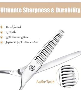 กรรไกรตัดผม Morje Surgical Thinning Scissors สแตนเลสสตีล 440C 28 ฟัน ปลายแหลม ด้ามจับขนาดกลาง สำหรับคนถนัดขวา น้ำหนักเบา - Product Image 4