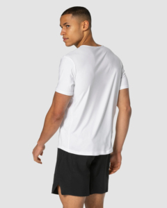 T-shirt blanc col rond coupe classique style urbain 100% coton respirant anti-boulochage manches raglan vêtements de sport ODM en gros - Product Image 4